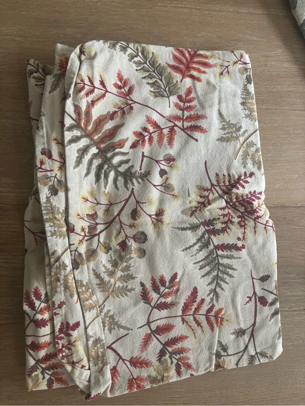 Threshold Cream Tablecloth with Red, Orange and Brown Leaf Print